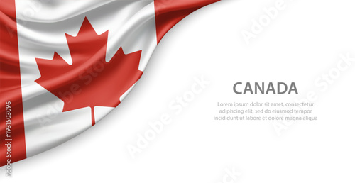 Canada Waving National Flag Template Background With Copy Space