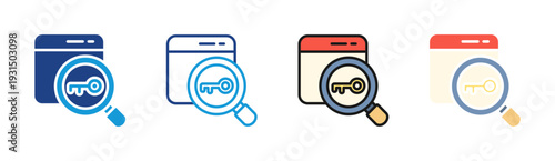 Keyword Access icon set multiple style collection