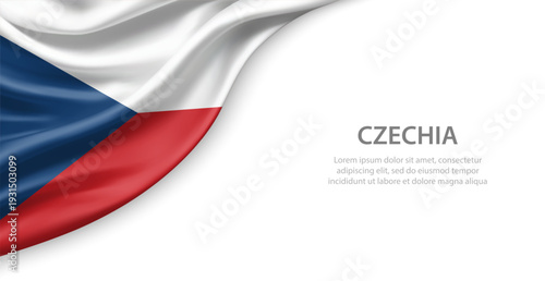 Czechia Waving National Flag Template Background With Copy Space