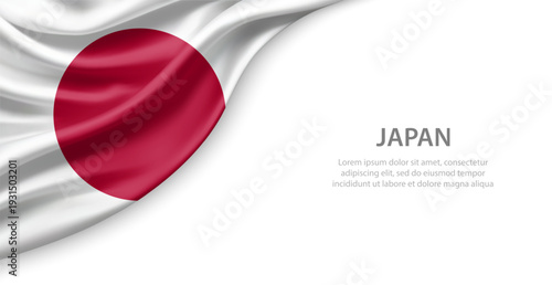 Japan Waving National Flag Template Background With Copy Space