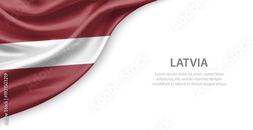 Latvia Waving National Flag Template Background With Copy Space