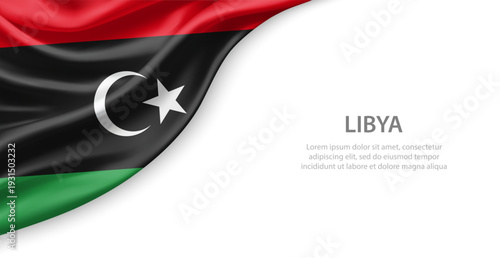 Libya Waving National Flag Template Background With Copy Space
