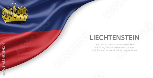 Liechtenstein Waving National Flag Template Background With Copy Space