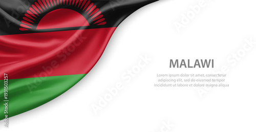Malawi Waving National Flag Template Background With Copy Space