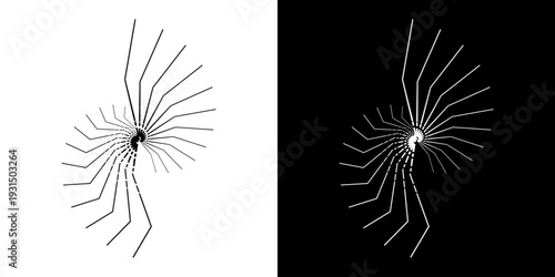 Dynamic abstract spiral sound wave rhythm lines. Circular spiral sound wave rhythm of lines. Circular futuristic abstract lines, black and white background.	