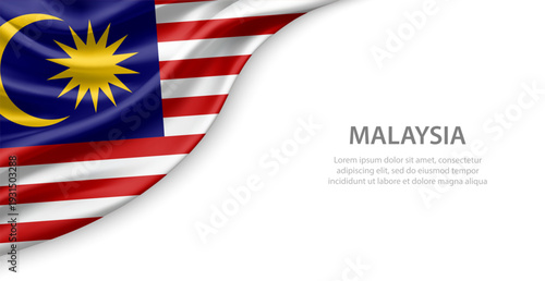 Malaysia Waving National Flag Template Background With Copy Space