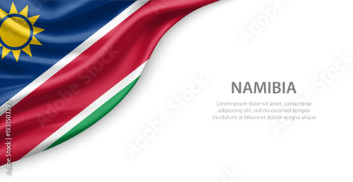 Namibia Waving National Flag Template Background With Copy Space