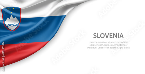 Slovenia Waving National Flag Template Background With Copy Space