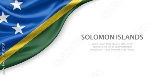 Solomon Islands Waving National Flag Template Background With Copy Space