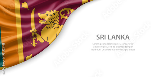 Sri Lanka Waving National Flag Template Background With Copy Space