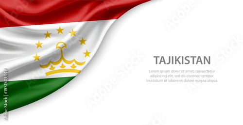 Tajikistan Waving National Flag Template Background With Copy Space