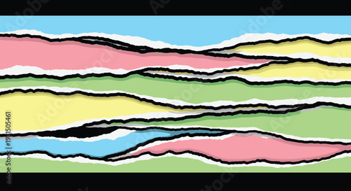 Colorful Abstract Landscape with Wavy Lines.