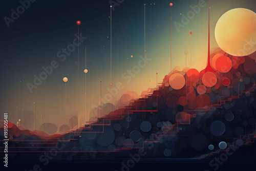Background concept of long-term planning with a multi-layered abstract timeline.