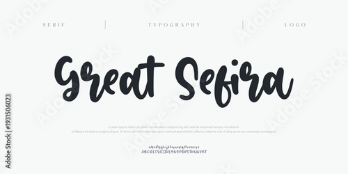 Great Sefira, Script typography beauty fashion elegant minimalist serif italic fonts decorative wedding vintage retro logos. Minimal luxury font alphabet logo. Vector illustration
