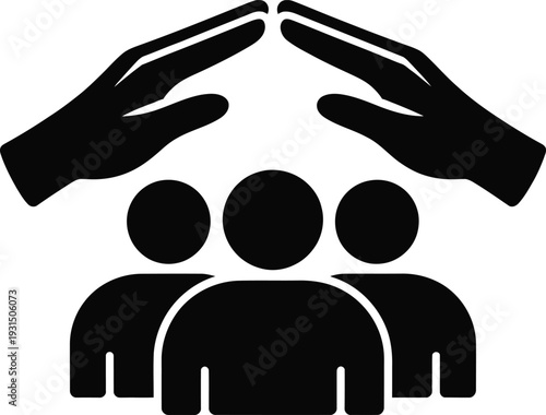 Hands Forming Protective Roof Over Group Shelter Protection Community Support Safety Care Unity Security Guardianship