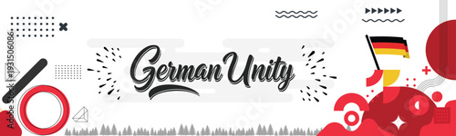 Happy Germany National Day Celebration Header with Black Red and Gold Flag