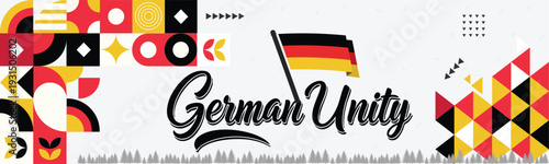 Germany Unity Day Banner with National Flag and Geometric Abstract Vector