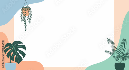 mother's day template with copy space and plants