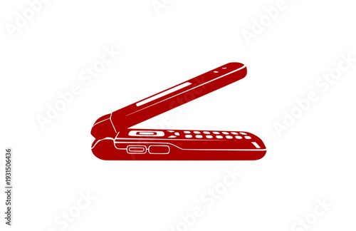 Retro Flip Phone Silhouette Sticker, Y2K Aesthetic Tech Vector, Black Minimalist Nostalgic Electronics Decal