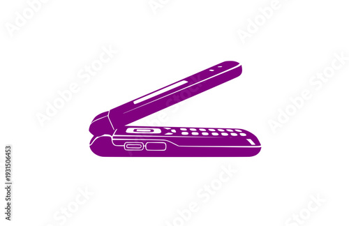 Retro Flip Phone Silhouette Sticker, Y2K Aesthetic Tech Vector, Black Minimalist Nostalgic Electronics Decal