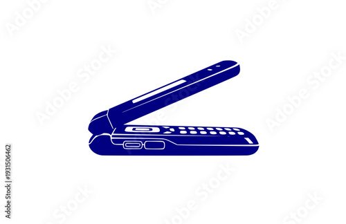 Retro Flip Phone Silhouette Sticker, Y2K Aesthetic Tech Vector, Black Minimalist Nostalgic Electronics Decal