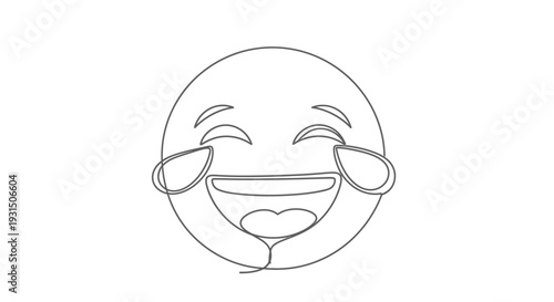 Laughing Face Emoji Line Art - Joyful Emotion Icon