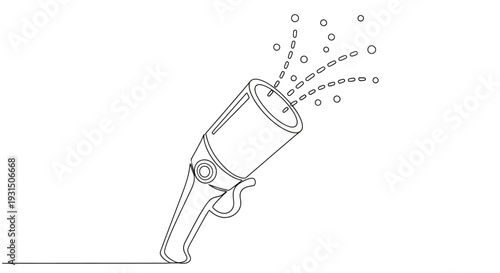 Continuous line drawing of a party popper exploding confetti and streamers