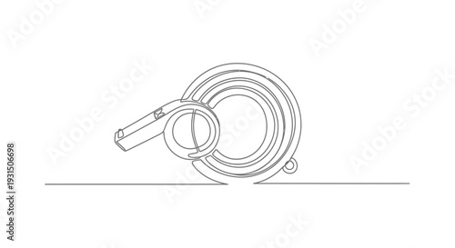 Single Line Drawing of a Referee Whistle on White Background