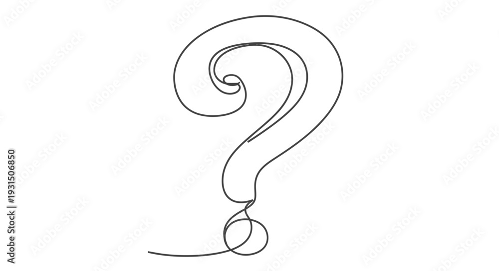 Fototapeta premium Continuous line drawing of a question mark, symbolizing curiosity and inquiry.