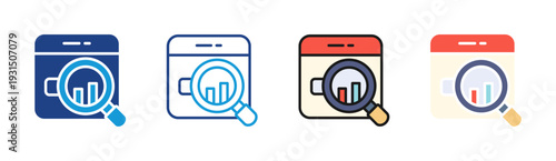 Seo Analytics icon set multiple style collection