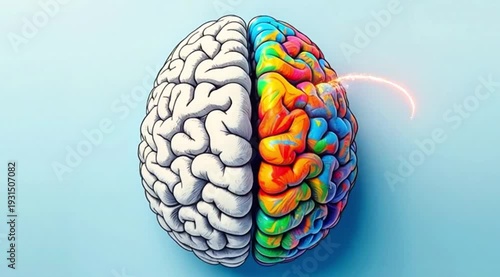 Wallpaper Mural A video showcasing a creative brain with pink and orange hemispheres Torontodigital.ca