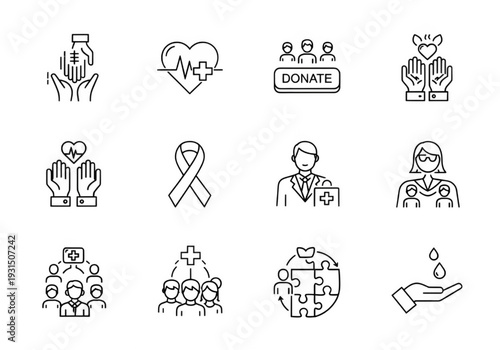 Giving and kindness icons for non-profit organization branding