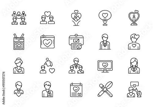 Social support and teamwork icons for non-profit and philanthropy
