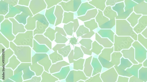 Pale green abstract geometric kaleidoscope background with white lines
