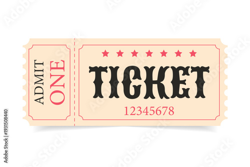 Vintage ticket in Retro style with perforation. Vector illustration