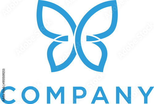 Blue Butterfly Logo Design with Company Name – Modern Minimal Corporate Branding