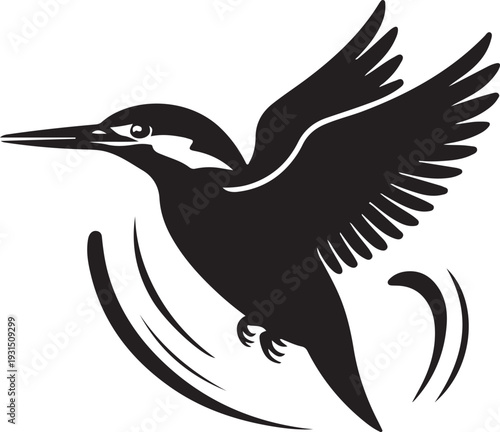 Stylized Kingfisher Bird Silhouette Flying Icon