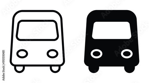 Simple Graphic of Front View of Van in Black and White for Design Use