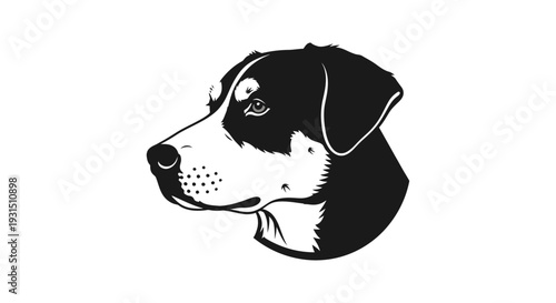 black and white vector illustration of a noble dogs head in profile looking left perfect for pet branding