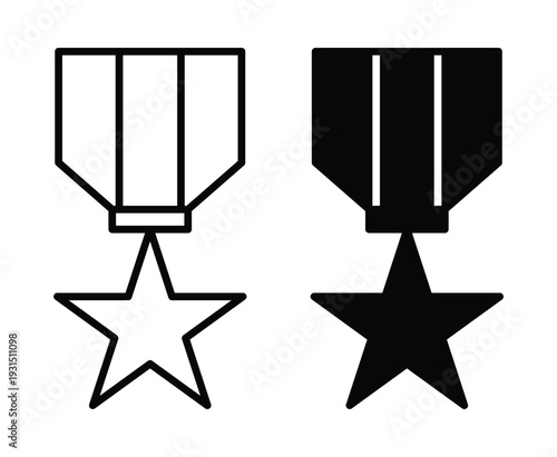 Vector Illustration of Medal Design with Star Symbol in Two Variants