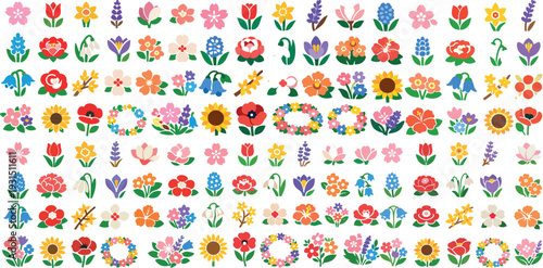 Spring Flower Illustrations and Colorful Floral Designs Collection