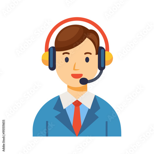 Customer support representative with headset in business attire providing assistance and communication expertise