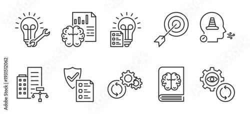 Icon pack Continuous Improvement outline vector style for business professional modern efficient creative minimal strategy management productivity innovation teamwork branding design presentation