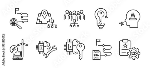 Icon pack Value Stream outline vector style for business professional modern efficient creative minimal strategy management productivity innovation teamwork branding design presentation solutions