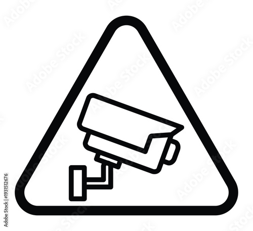 Security Camera Warning Sign with Triangle Shape and Bold Lines