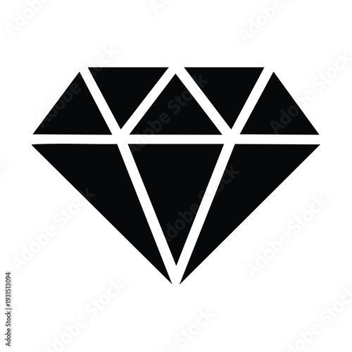 Simple black diamond silhouette icon on a white background, representing luxury and value.