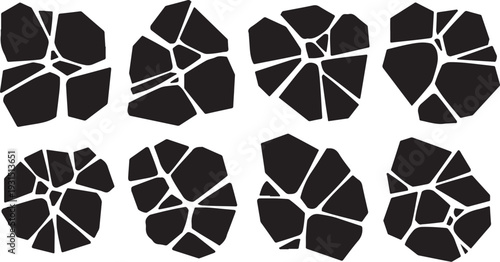 Black and white broken mosaic tile patterns and designs