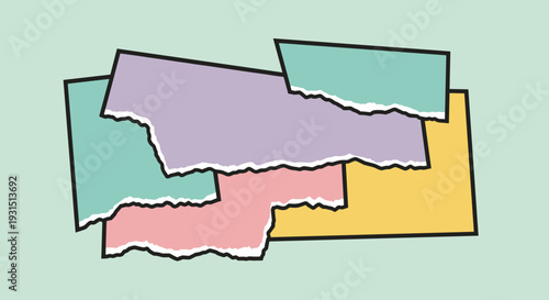 Colorful Torn Paper Shapes Overlapped Together.