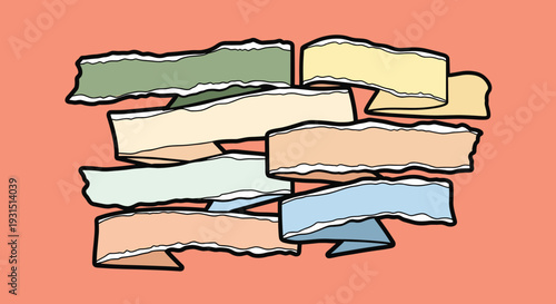 Colorful Torn Paper Strips Illustration.