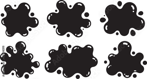 Black ink splatters on white background graphic design elements